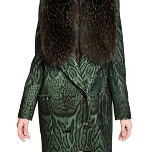 Roberto Cavalli  Raccoon Fur Print Wool Cloth Coat